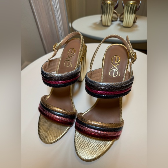Exe Mona 940 Heeled Sandals Size 7 - Gold - Multicolored- Size 38 (US 7.5) - Picture 4 of 11